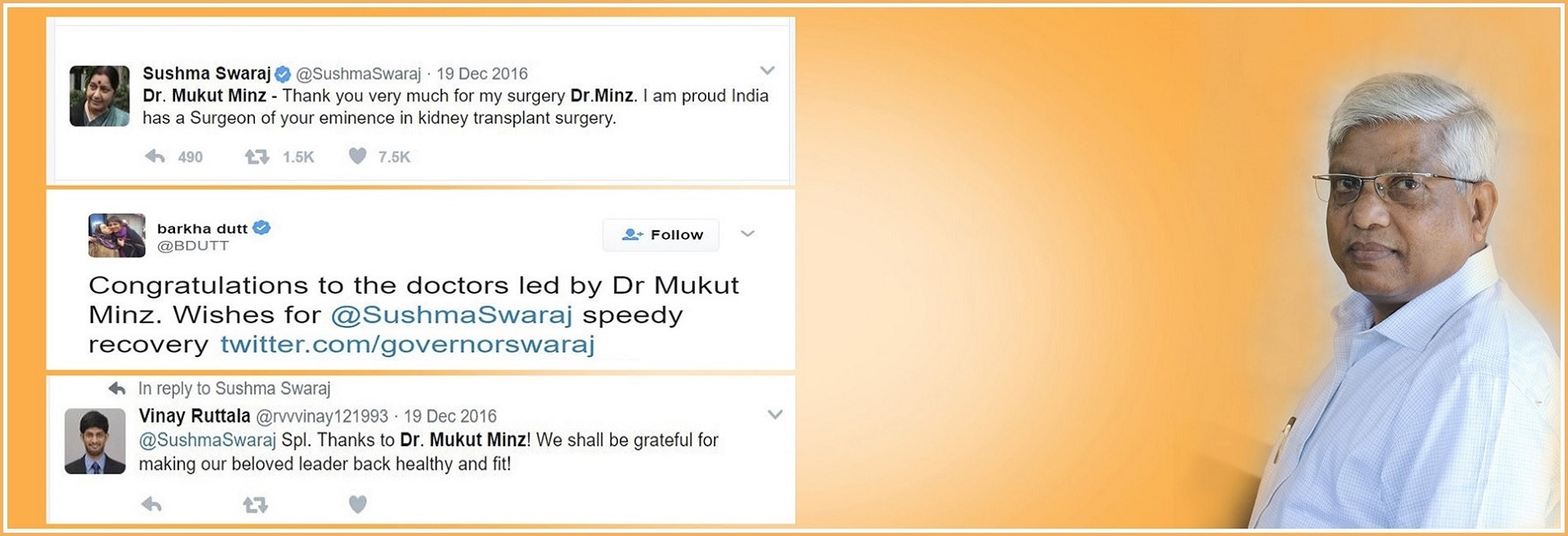 Union External Affairs Minister Smt. Sushma Swaraj has heaped praises on Dr. Mukut Minz